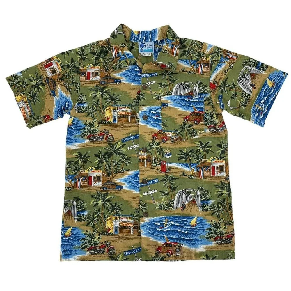Kids Tropical Print Shirt - Green - Picture 1 of 5